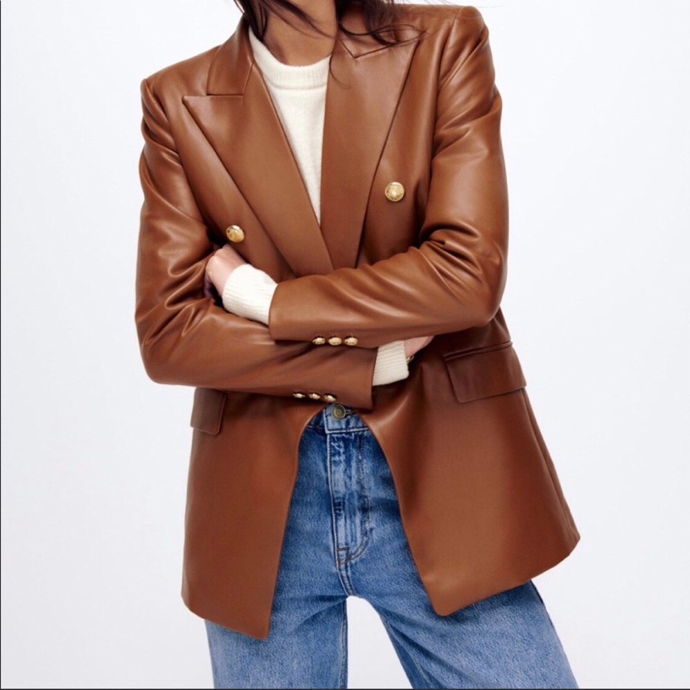 Zara vegan Leather blazer
